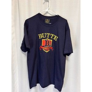 Montana, Butte T-shirt Home of Evel Knievel Womens Size Large Laurel Run Navy